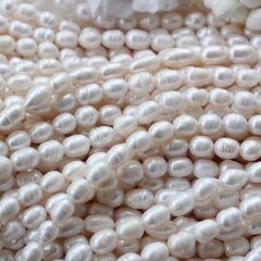 Жемчуг натуральный речной, рис, 8,1-16,6 мм, 1 нить, Ж030