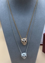 Колье цепочка с подвеской голова ПАНТЕРЫ коллекция PANTHERE в обсыпке