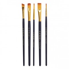 
          Набор кистей Yalong, 5 шт, нейлон, круглые №2, №4, плоские №6, №10, №12, деревянная ручка, блистер, европодвес.