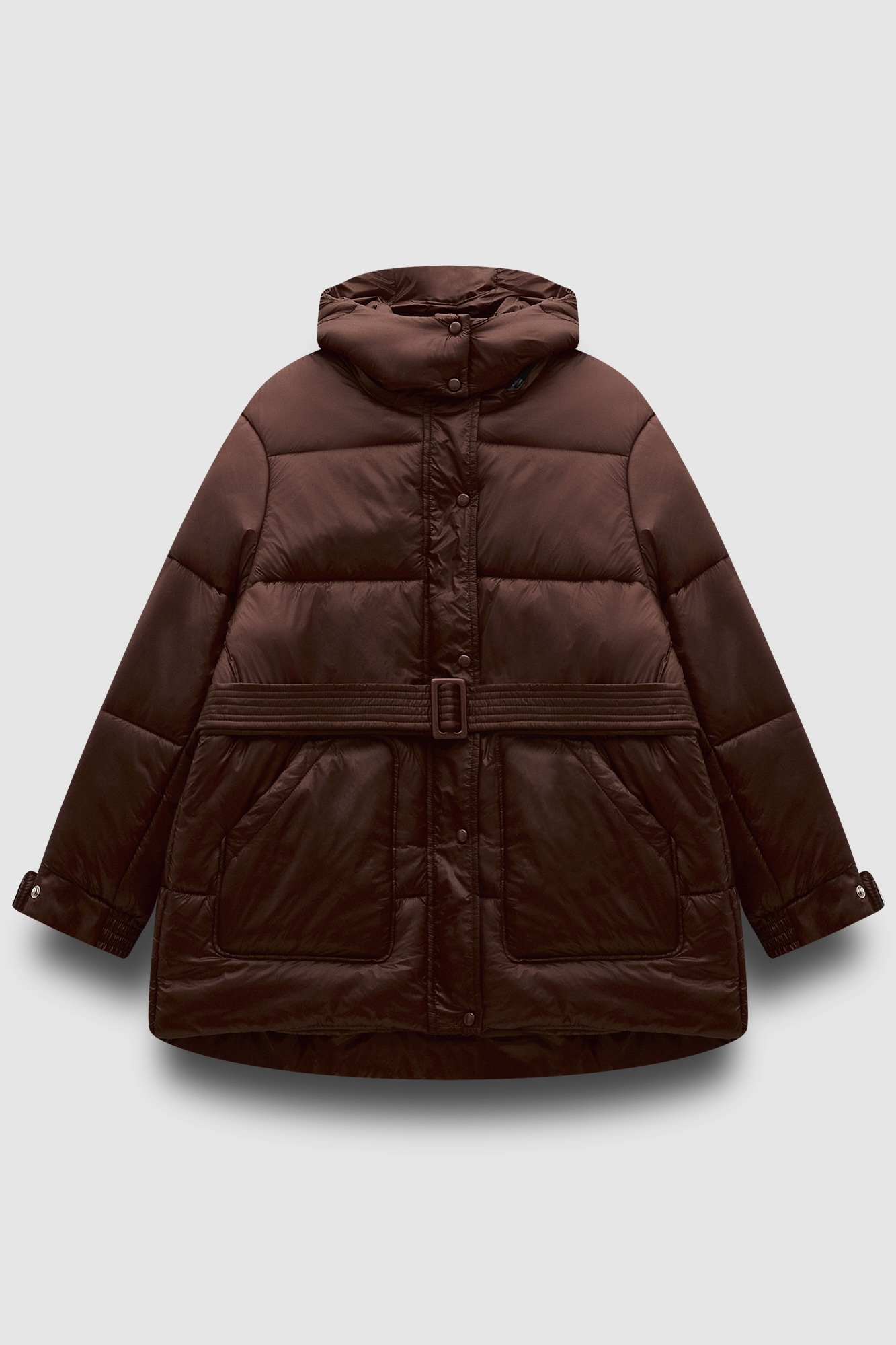 Куртка стеганая удлиненная, шоколад