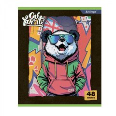 Тетрадь 48л., А5, клетка, Alingar "Go for it", скрепка, мелованный картон (стандарт), блок офсет, 4 дизайна в пленке т/у