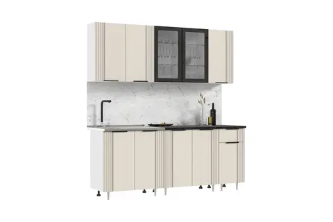 Кухня Виктория 2,0м (490) (Пластер Аворио, Белый (Кастилло темный))