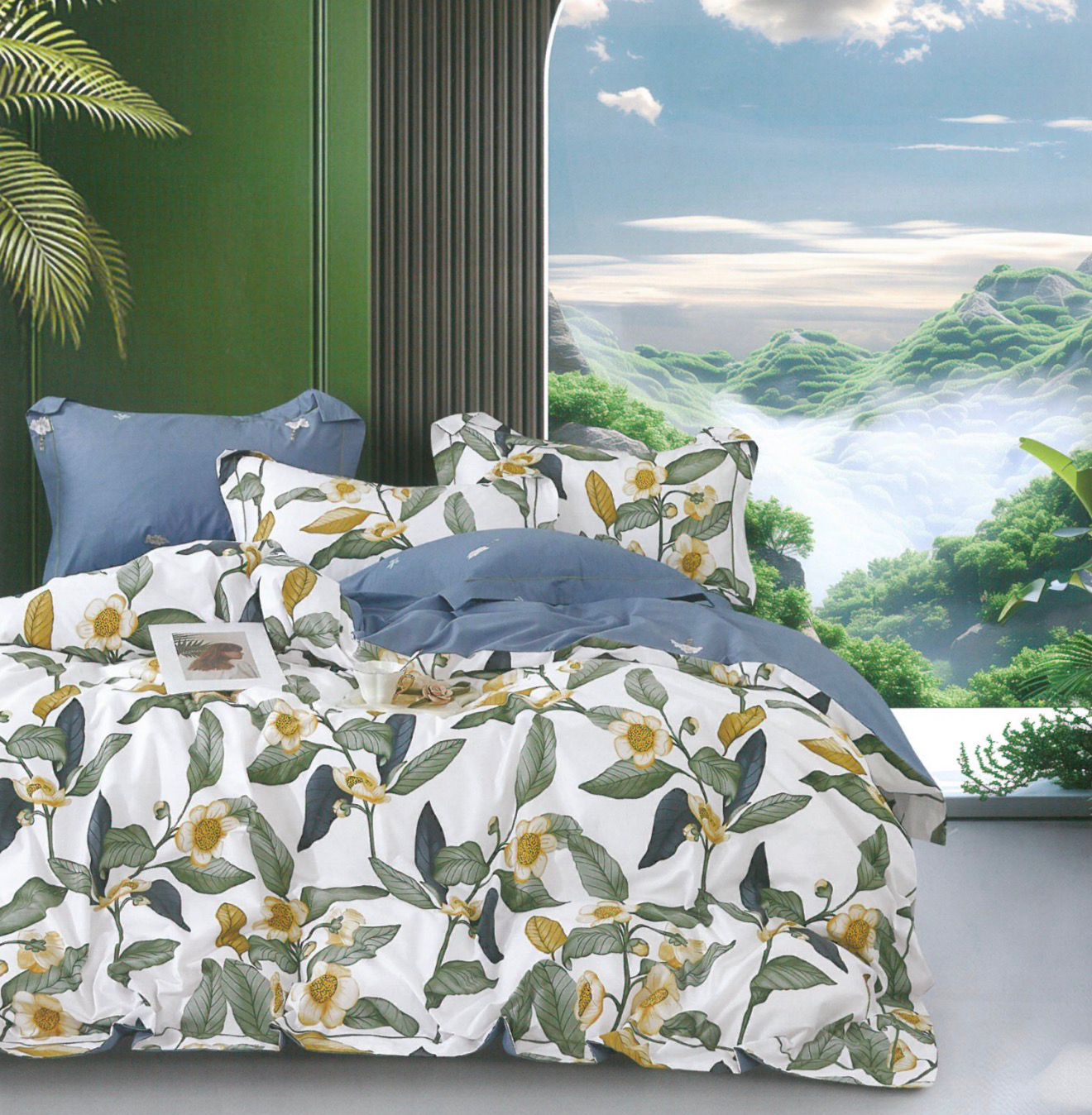 Комплект Семейный (2 пододеяльника) 100% Хлопок Сатин  Желтые Цветы