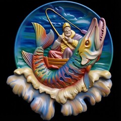 Силиконовый молд Рыбак (медальон) № 0462