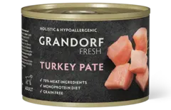 Влажный корм консервы для собак всех пород GRANDORF FRESH Turkey pate из индейки 0,2 кг