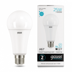 Лампа Gauss LED Elementary A67 25W E27 2100 lm 4100K 73225