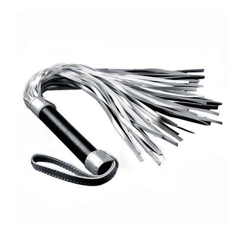 Серебристая плетка Struggle My Flogger с черной ручкой - 45 см. - Lovetoy LV1531