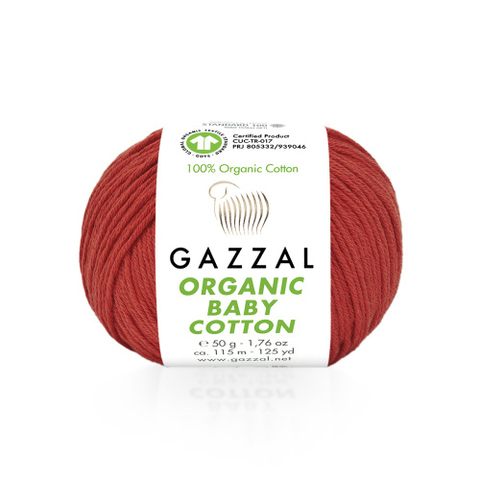 Пряжа Gazzal Organic Baby Cotton 432 алый (уп.10 мотков)