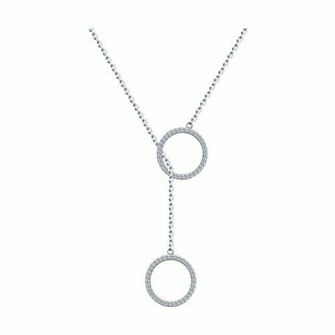 94070723 - Колье -галстук из серебра с двумя круглыми подвесками
