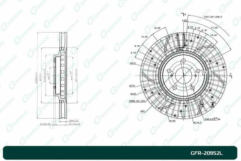 Диск тормозной перфорированный вентилируемый G-brake GFR-20952L левый