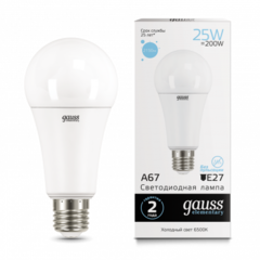 Лампа Gauss LED Elementary A67 25W E27 2150 lm 6500K  73235