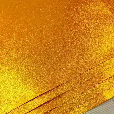 Фоамиран глиттерный с блестками 1,5мм для творчества Желтое золото размер 50х50см. (5шт)