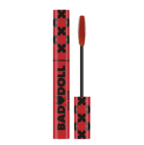 Bad doll Тушь для ресниц цветная объемная, красная 9.3г BelorDesign