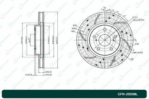 Диск тормозной перфорированный вентилируемый G-brake GFR-20598L левый