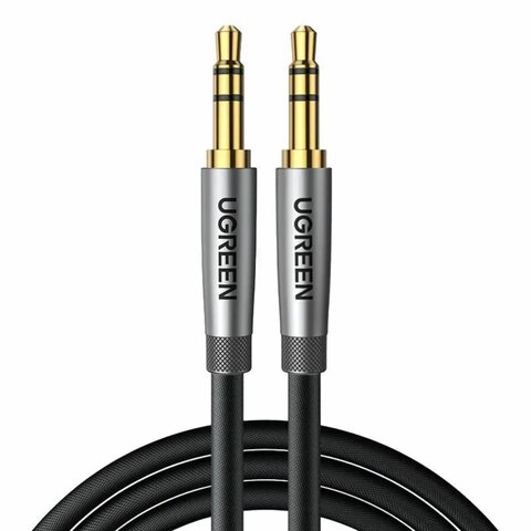 Кабель UGREEN AV150 (50356) 3.5мм Male to Male Alu Case Braid Audio Cable 1,5м серебряный-серый