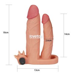 Телесная насадка-удлинитель на пенис с анальным стимулятором и вибропулей - 