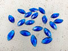 Стразы пришивные акрил, d 0,8х1,5 см, электрик