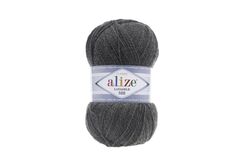ALIZE "LANAGOLD 800", 49% шерсть, 51% акрил, 100 гр, 800 м, 182 средне-серый меланж