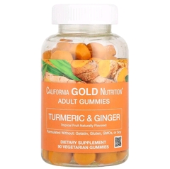 California gold nutrition, жевательная добавка с куркумой и имбирем, натуральный вкус тропических фруктов, 90 вегетарианских жевательных таблеток
