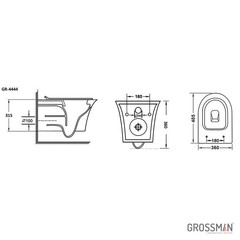 Унитаз подвесной Grossman GR-4444S (с тонким сиденьем)