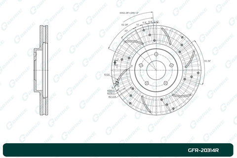 Диск тормозной перфорированный вентилируемый G-brake GFR-20314R правый