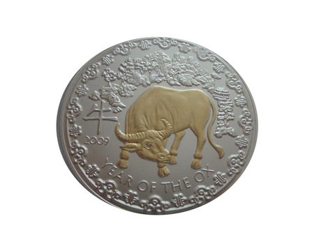 Руанда 1000 франков 2009 Год быка СЕРЕБРО 93,3 гр 3 унции бриллиант