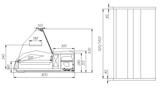 Витрина настольная холодильная POLUS A87 SM 1,0-1 (ВХС-1,0 Арго) (0013-0430 (бок черн, декор нерж))