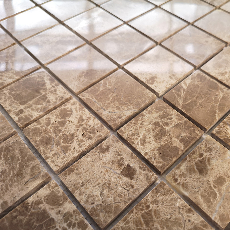 Emperador Light POL 48x48x7 Мозаика из бежевого мрамора Pietrine 7 mm глянцевая