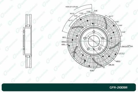 Диск тормозной перфорированный вентилируемый G-brake GFR-21009R правый