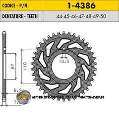 Звезда Задняя Ведомая Sunstar 1-4386-44 JTR807 GSF 400 RF 400 SV650