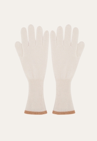 Перчатки белые с бежевой окантовкой