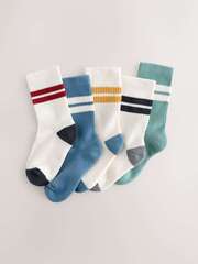 Носки хлопковые для мальчика Next AL5-800, 5 шт., Белый, Голубой, Мятный