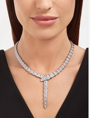 84052- Колье ЗМЕЯ (плоская) из стали с цирконами, качество lux, коллекция SERPENTI