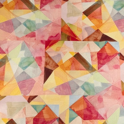 КУБИЗМ, РОЗОВО - ЖЕЛТЫЙ - 100% ХЛОПОК