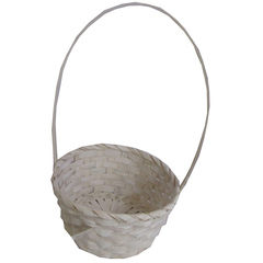 Корзина плетеная с ручкой (бамбук), Белая, D=20 см, H=9*32 см, 1 шт.