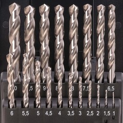 Набор сверл по металлу 1-10мм 19шт DIN338 HSS-G 118° (пл. кейс) Terrax by Ruko A214214RO