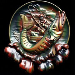 Силиконовый молд Рыбак (медальон) № 0462