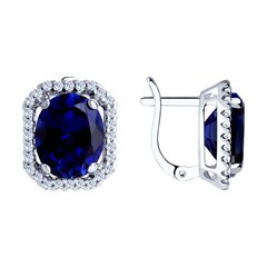 Серьги из серебра 925 пробы с сапфировыми корундами