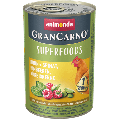 Animonda GranСarno Superfoods Adult Dog с курицей, шпинатом, малиной и тыквенными семечками