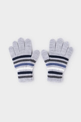 Перчатки  для мальчика  КВ 10000/22ш/св.серый меланж,темно-синий