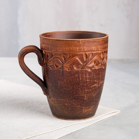 Кружка "Столовая", декор, красная глина, 0.3 л