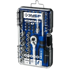 ЗУБР Компакт-47, 47 шт, отвертка-битодержатель с насадками, Профессионал (25283-H47)