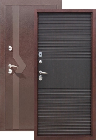 Входная металлическая дверь Isoterma 10 см (медь антик+венге)  Цитадель из стали 1,5 мм с 2 замками  термостойкая