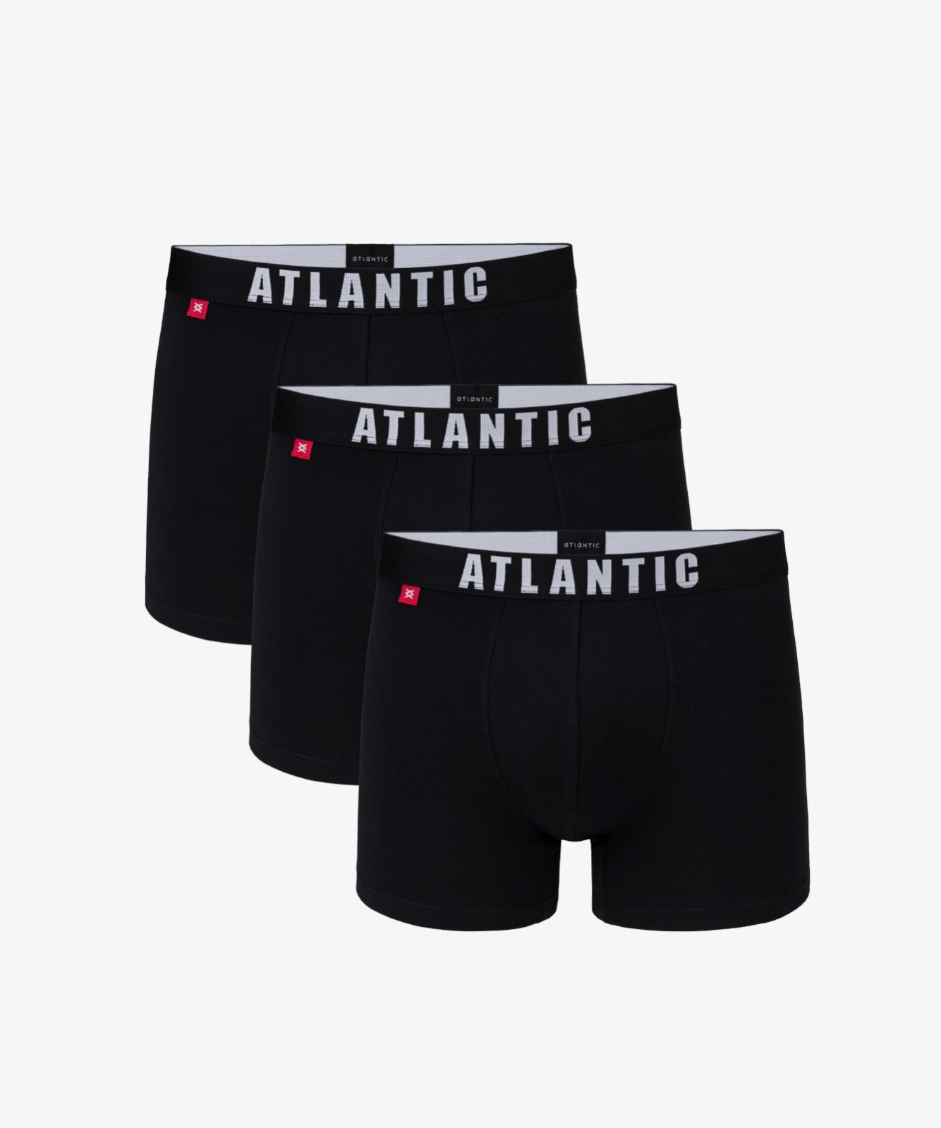 Мужские трусы шорты Atlantic, набор из 3 шт., хлопок, черные, 3MH-011