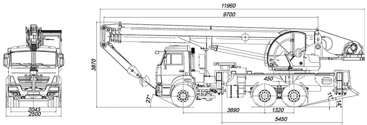 Какой высоты автокран. Кран КАМАЗ Галичанин 25 габариты. Габариты крана Галичанин 25 тонн. Кран 
