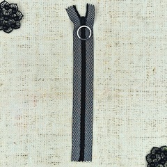 Молния спираль Т5, L 19 см, чёрный с белым