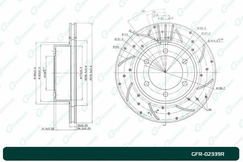 Диск тормозной перфорированный вентилируемый G-brake GFR-02339R правый