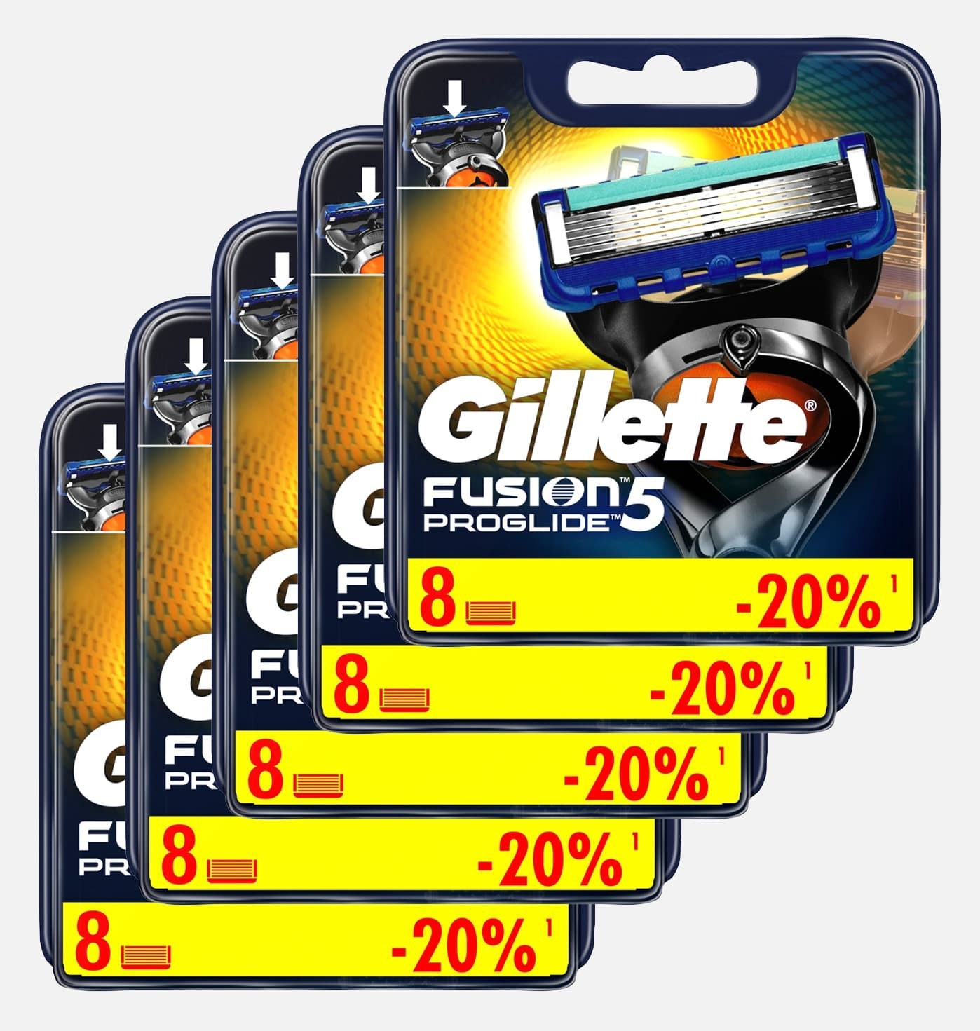 Fusion Proglide комплект (5х8) 40шт. (Цена за 1 пачку с учетом скидки 12% - 1496р.)