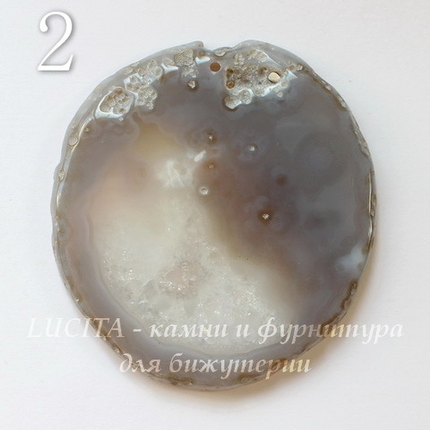 Подвеска Срез Агата (тониров), цвет - серый, 60-91 мм (№2 (63х58 мм))