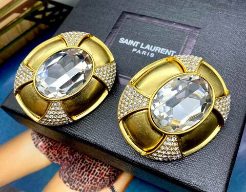 27062- КРУПНЫЕ СЕРЬГИ клипсы овальные из латуни YSL